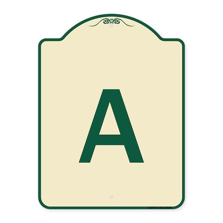 Designer Series Sign With Letter A, Tan & Green Heavy-Gauge Aluminum Architectural Sign